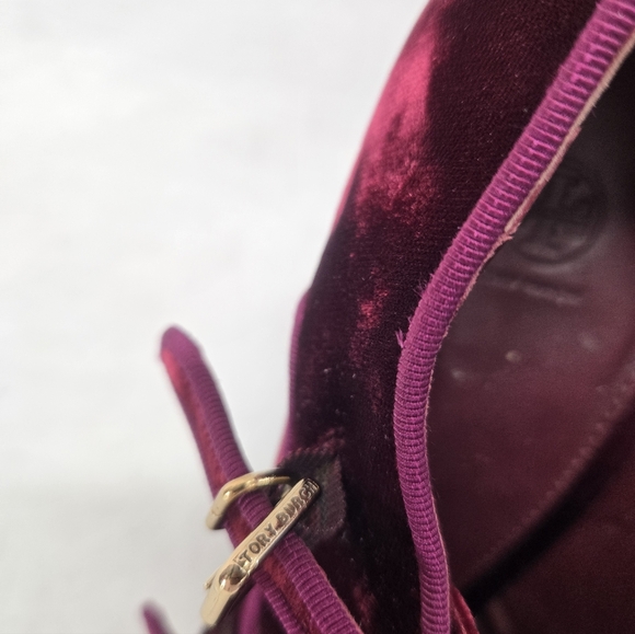 Tory Burch Carley Women's Size 11M Burgundy Velvet Booties Boots - Picture 7 of 9